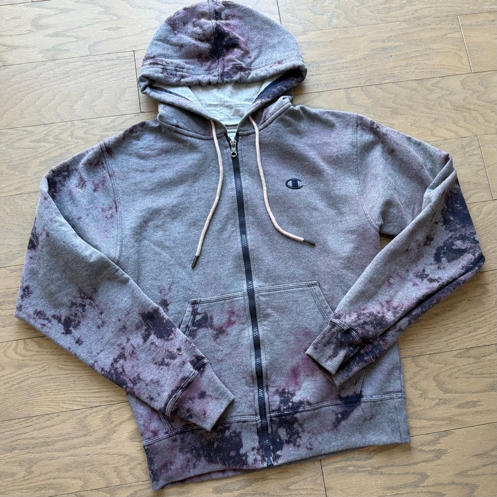 Purple & grey custom bleached Champion jacket
